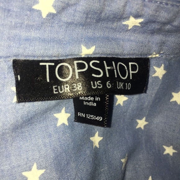 TOPSHOP  Chambray Star print Blouse.. SZ 6 - Picture 4 of 6